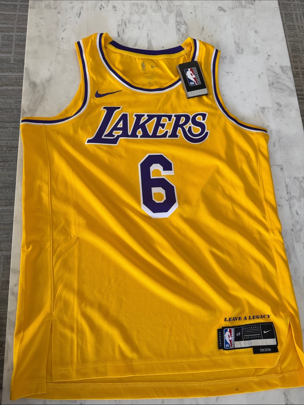 Nike Lakers Yellow and Purple #6 Basketball Jersey